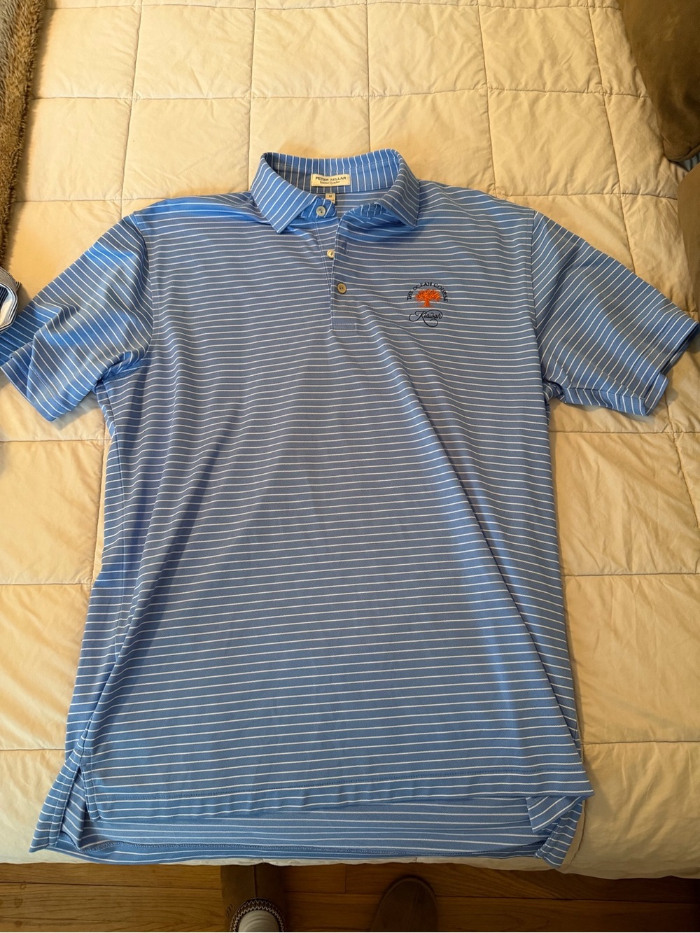 Peter Millar Light Blue Striped Polo - ocean course